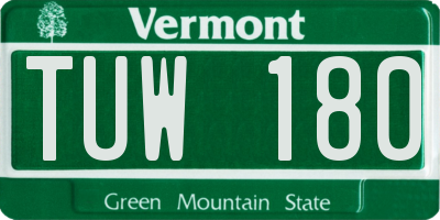 VT license plate TUW180