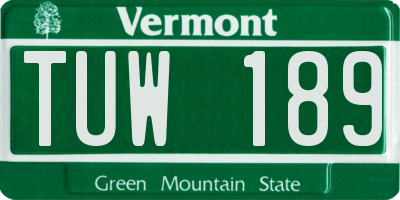 VT license plate TUW189
