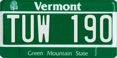 VT license plate TUW190
