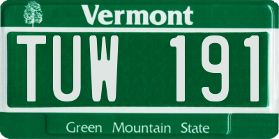 VT license plate TUW191