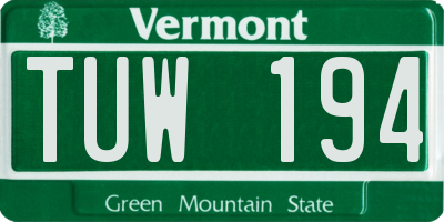 VT license plate TUW194