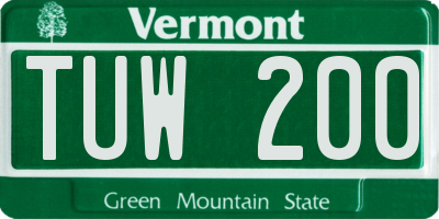 VT license plate TUW200