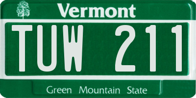 VT license plate TUW211