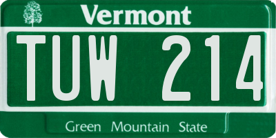 VT license plate TUW214