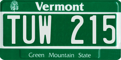VT license plate TUW215
