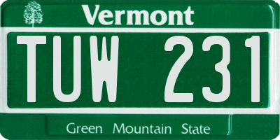 VT license plate TUW231