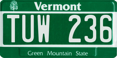 VT license plate TUW236