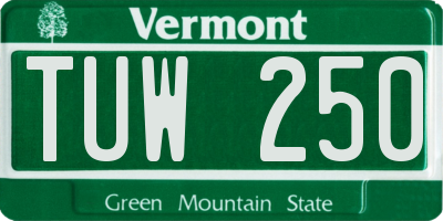 VT license plate TUW250