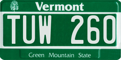 VT license plate TUW260