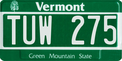 VT license plate TUW275
