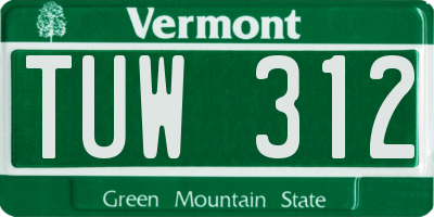 VT license plate TUW312