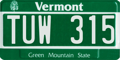 VT license plate TUW315