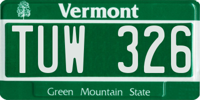 VT license plate TUW326