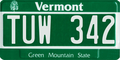 VT license plate TUW342