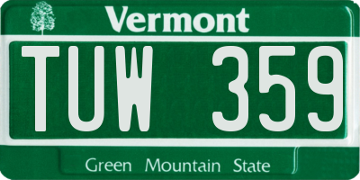 VT license plate TUW359