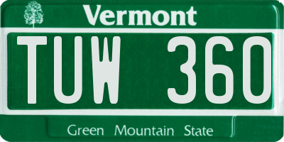 VT license plate TUW360