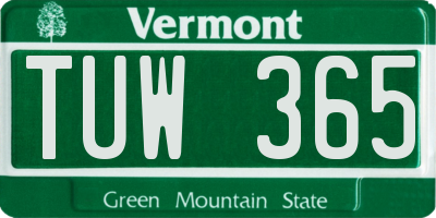 VT license plate TUW365