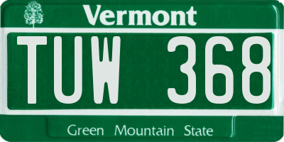VT license plate TUW368