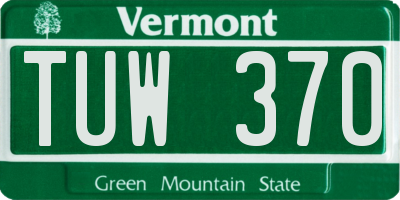 VT license plate TUW370