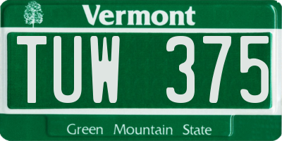 VT license plate TUW375