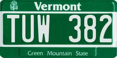 VT license plate TUW382