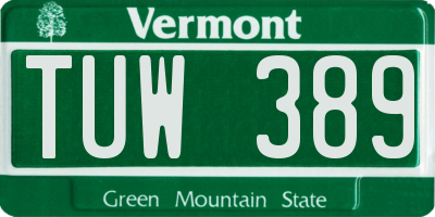 VT license plate TUW389