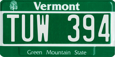VT license plate TUW394