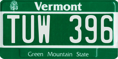 VT license plate TUW396