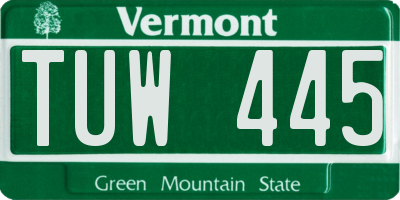 VT license plate TUW445
