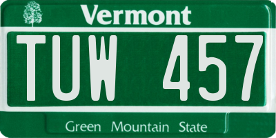 VT license plate TUW457
