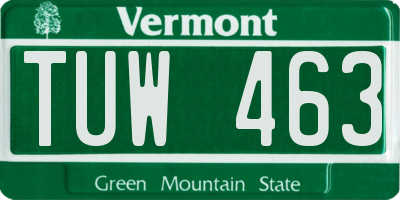 VT license plate TUW463