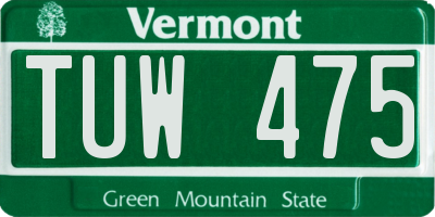 VT license plate TUW475