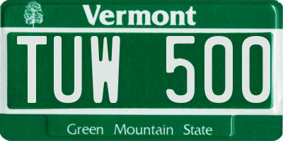 VT license plate TUW500