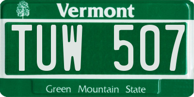 VT license plate TUW507
