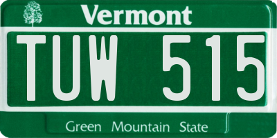 VT license plate TUW515