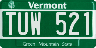 VT license plate TUW521
