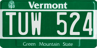 VT license plate TUW524