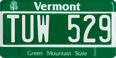 VT license plate TUW529