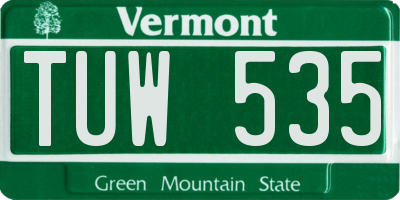 VT license plate TUW535
