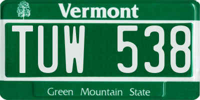 VT license plate TUW538