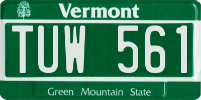 VT license plate TUW561