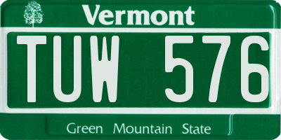 VT license plate TUW576