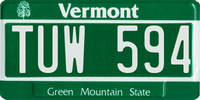 VT license plate TUW594
