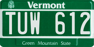 VT license plate TUW612
