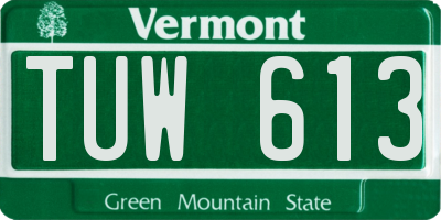 VT license plate TUW613