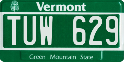 VT license plate TUW629