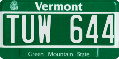 VT license plate TUW644