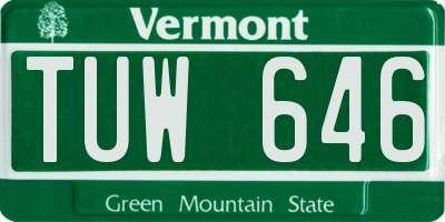 VT license plate TUW646