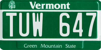 VT license plate TUW647