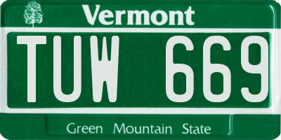 VT license plate TUW669